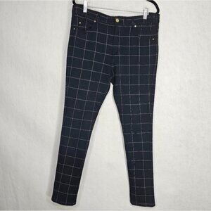 Carolina Herrera Black Check Print High Waisted Dress Pants 8